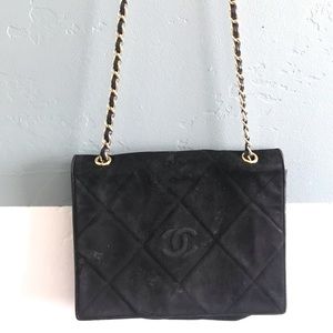 Authentic Vintage Chanel Suede Shoulder Bag